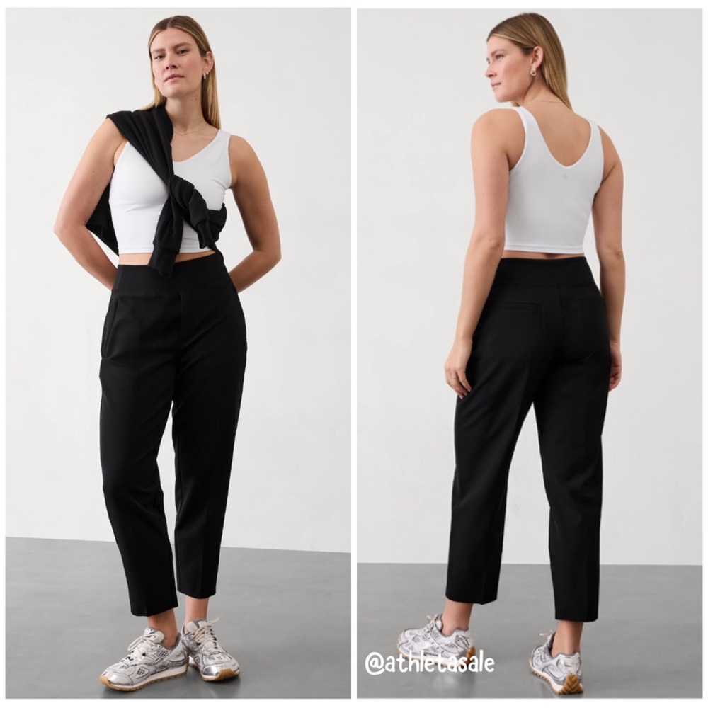 Athleta Black Cropped Straight-Leg Pants